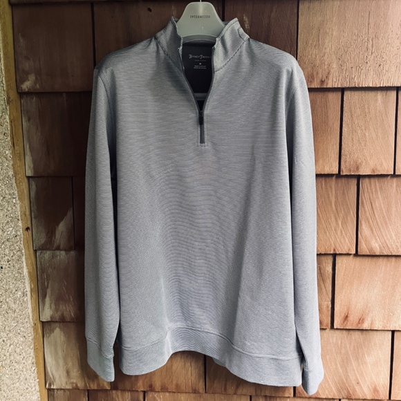 Hickey Freeman Men's Quarter Zip Pullover Striped Gray Size M - Picture 3 of 15